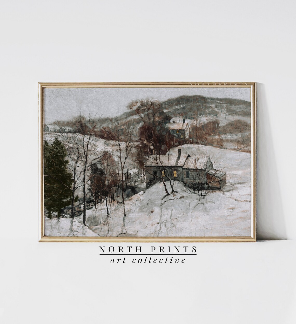 Rustic Winter Farmhouse Christmas Art Print - Image 2