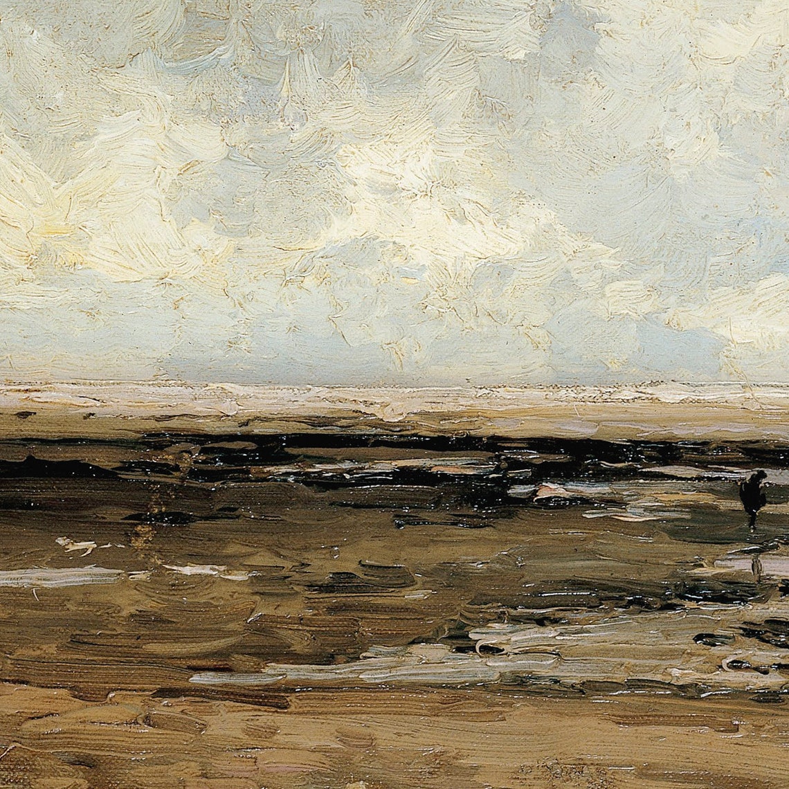 Cloudy Beach Tidal Flats Moody Seascape Vintage Travel Poster - Image 4