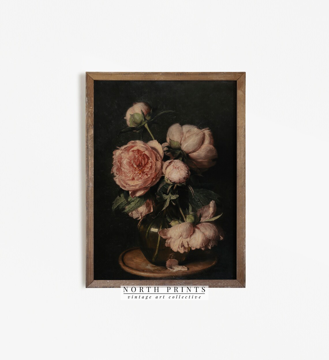 Moody Vintage Flower Print, Dark Floral Still Life