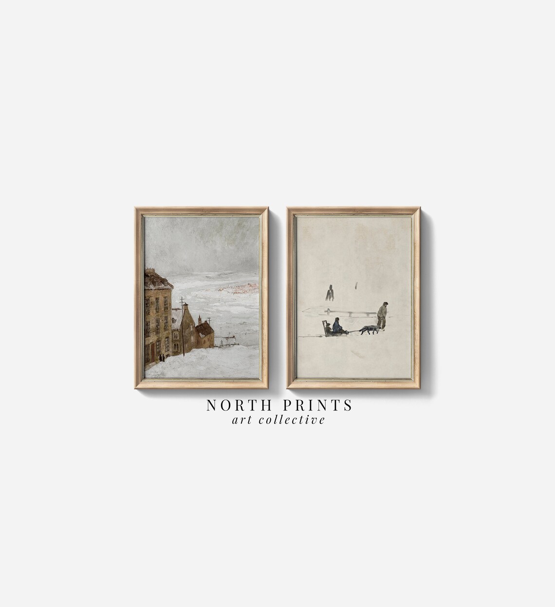 Winter Gallery Wall Art Bundle, Vintage Neutral Holiday - Image 3
