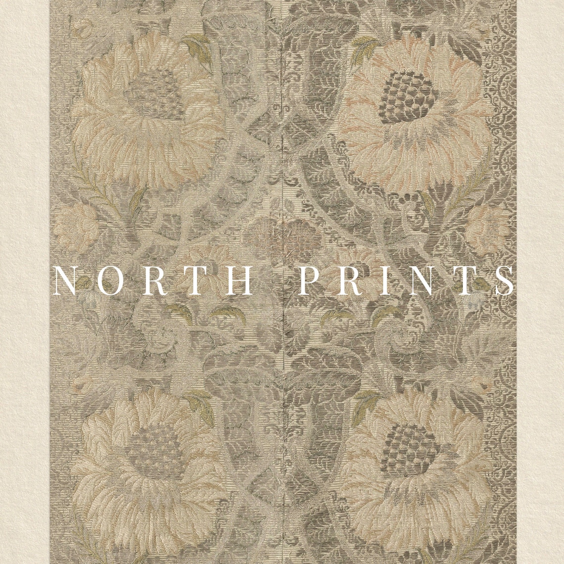 Neutral Tapestry Wall Art, Vintage Textile Prints - Image 2