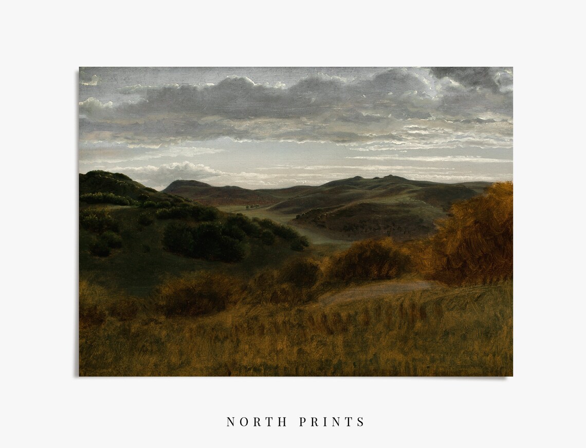 Vintage Mountain Landscape Art Print, Moody Country Style - Image 3