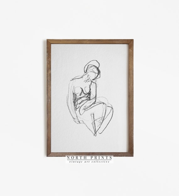Vintage Minimalist Sketch Woman Art Print