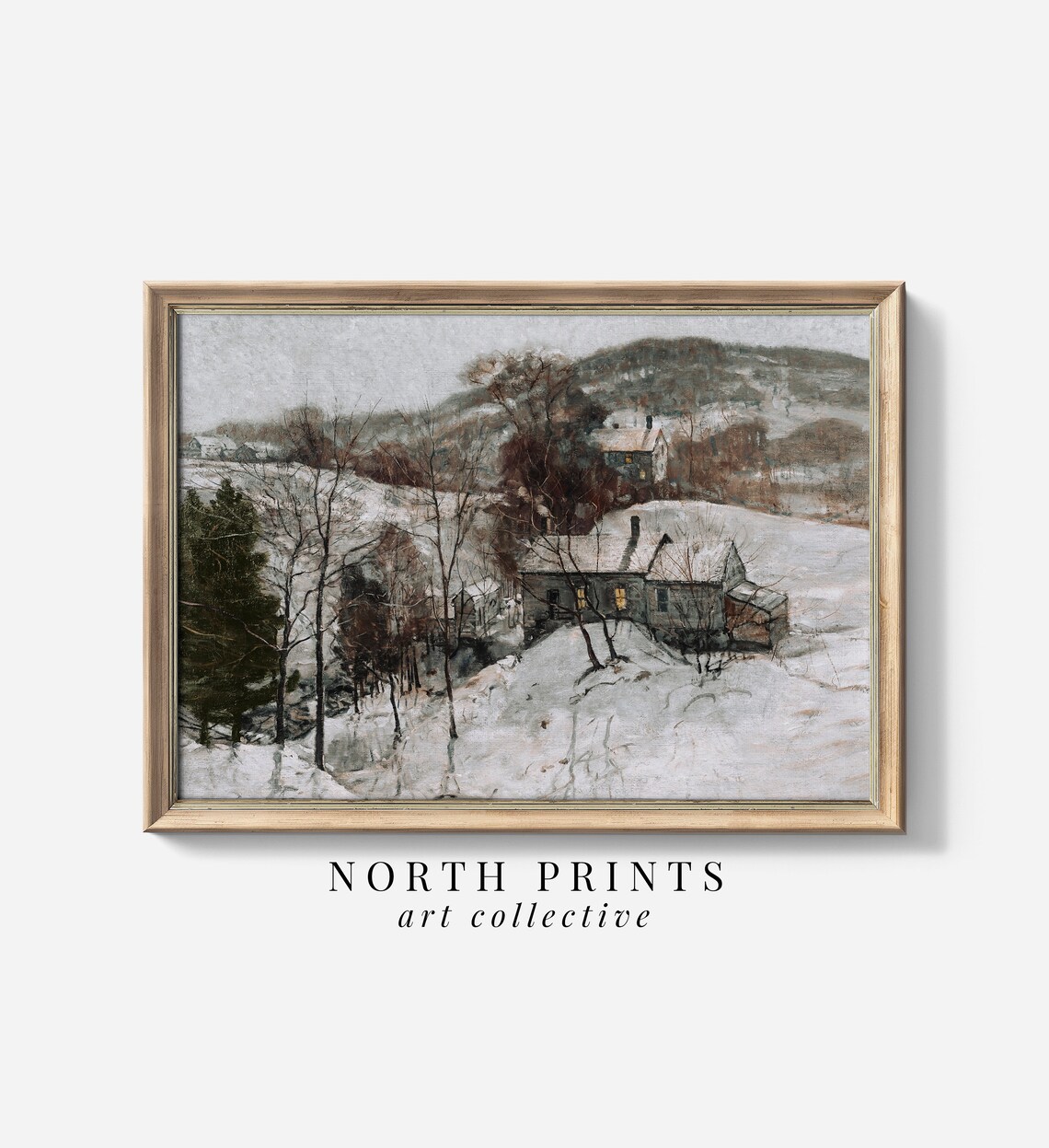 Rustic Winter Farmhouse Christmas Art Print