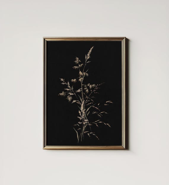 Vintage Botanical Print, Moody Autumn Wall Art