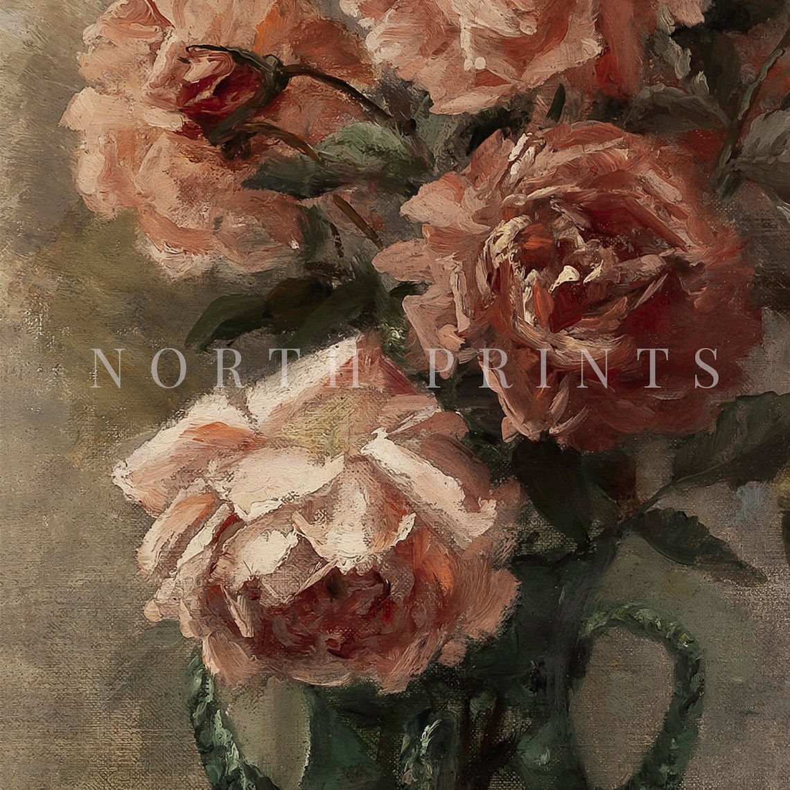 Flower Painting Still Life Roses Vintage Botanical Art - Image 3