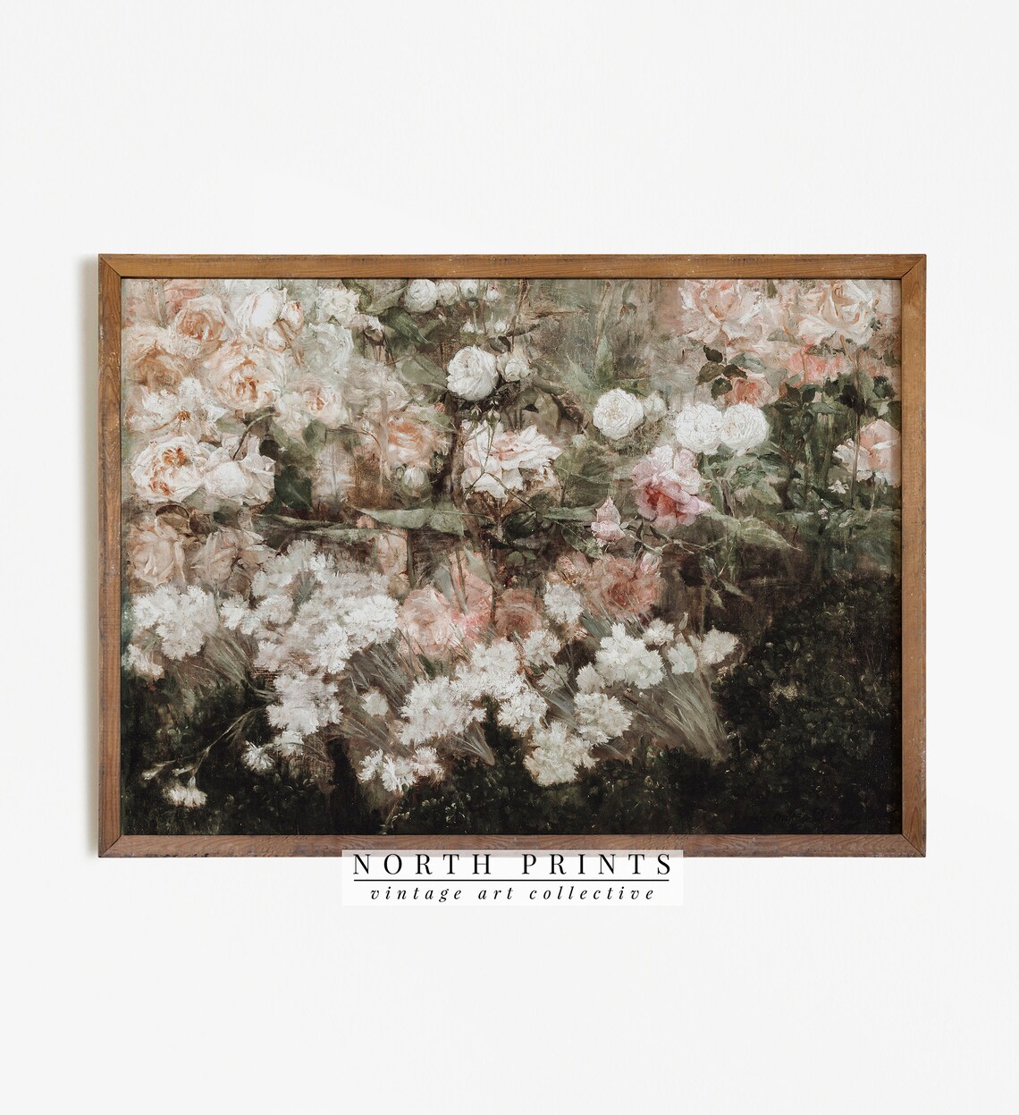 Rose Garden Vintage Moody Floral Art Print