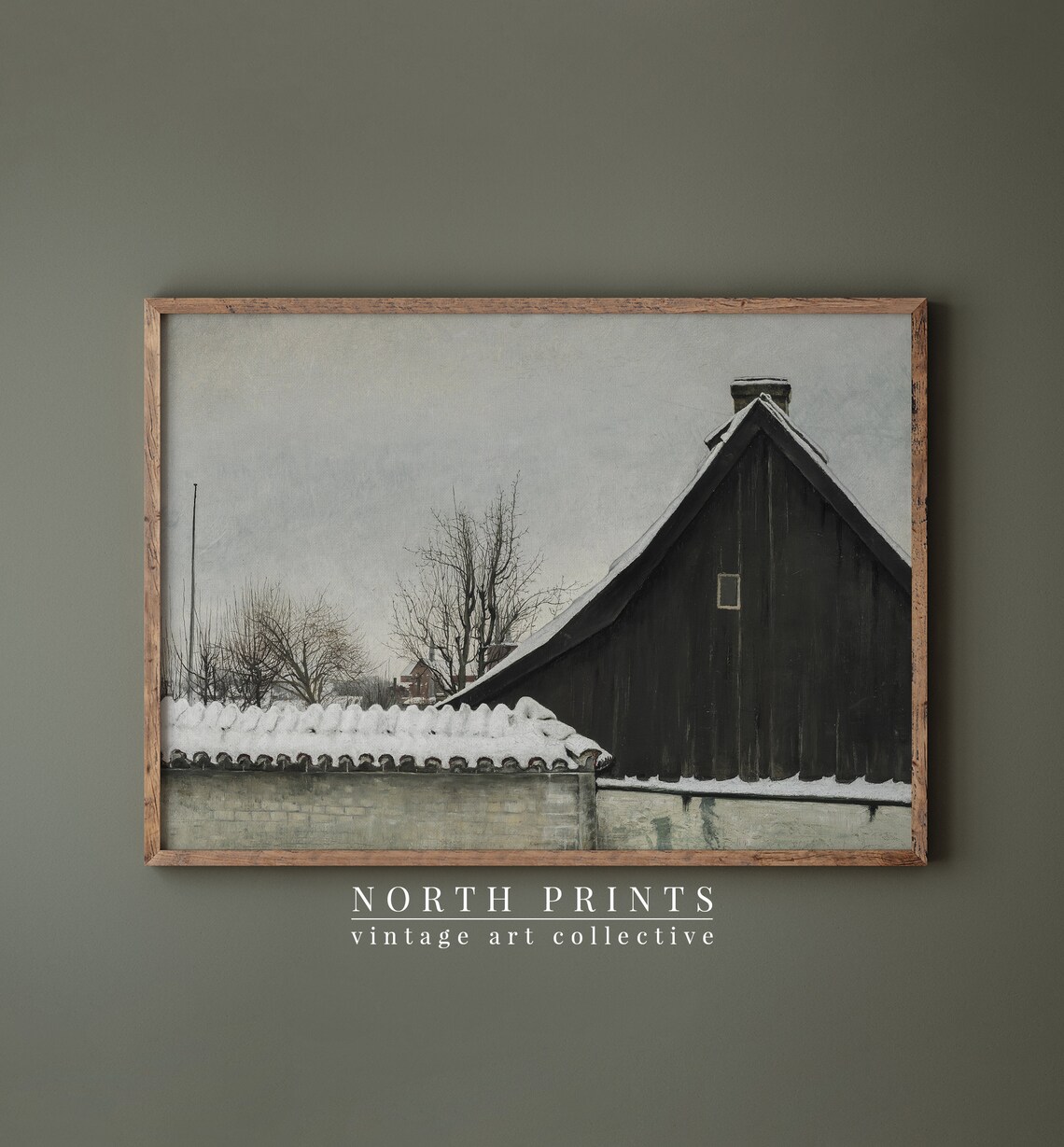 Moody Winter Farmhouse Art Print, Seasonal Decor - Image 4