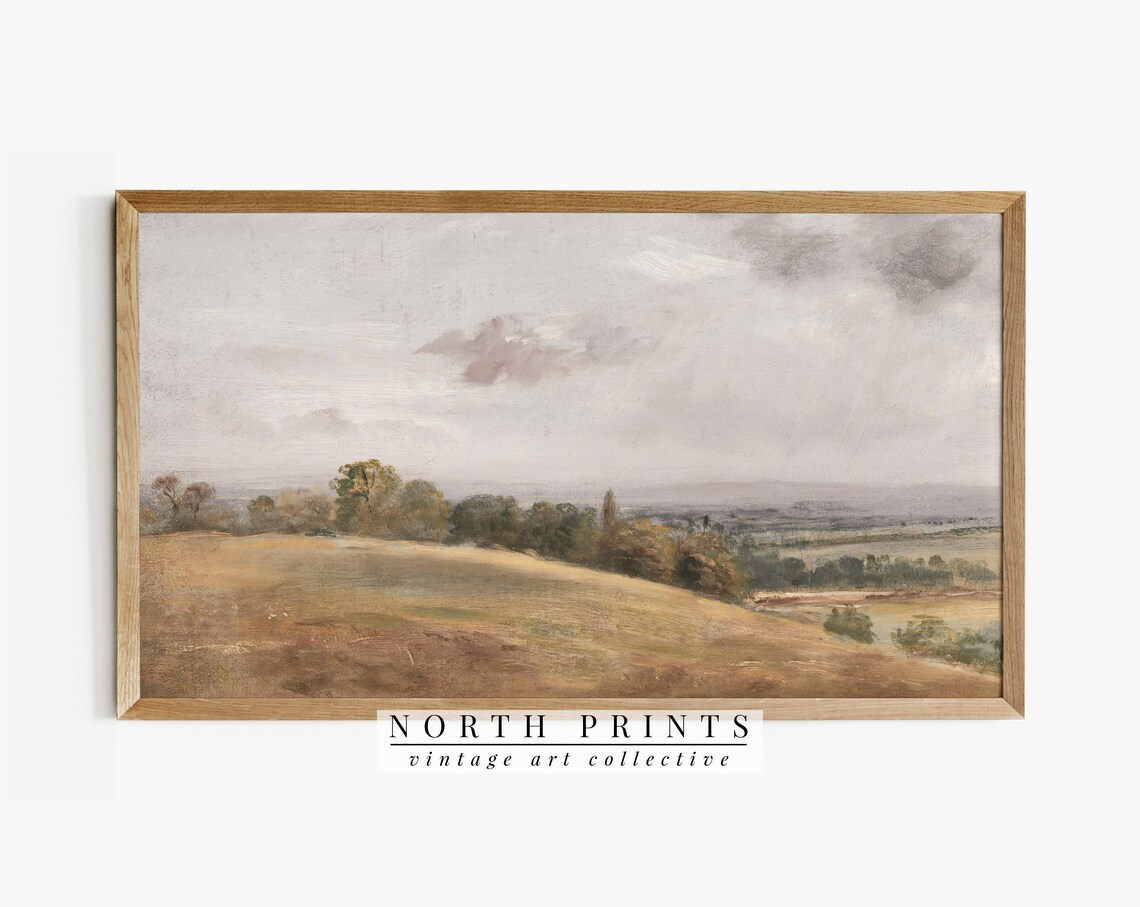 Vintage Landscape Painting Art Print, Abstract