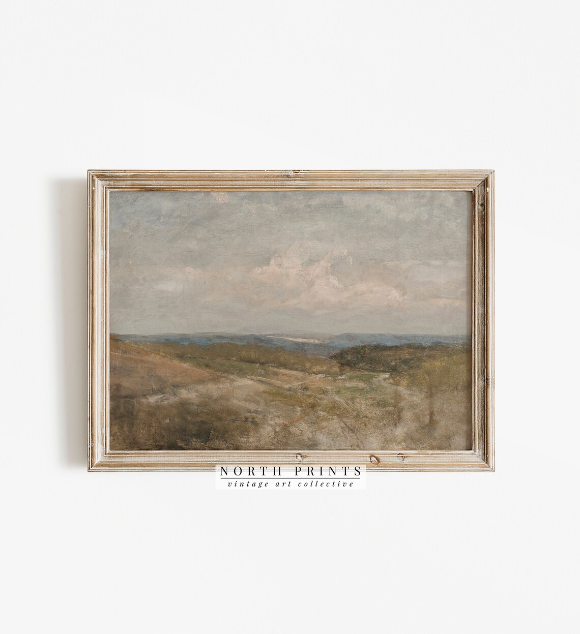 Valley Landscape Painting, Vintage Neutral Farmhouse Art Print - Image 3