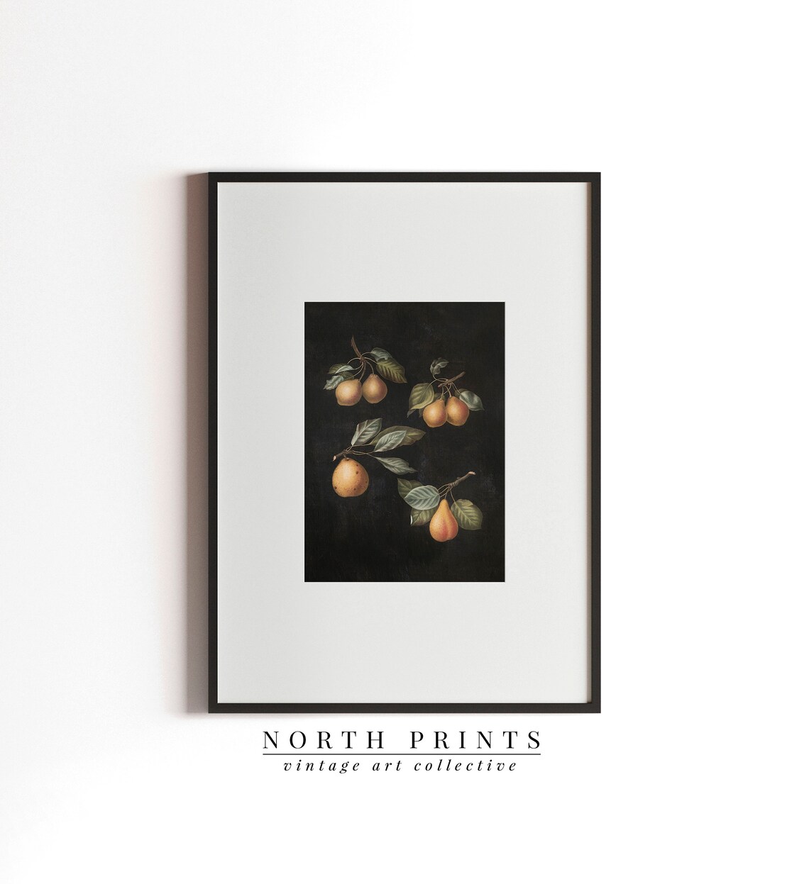 Vintage Moody Kitchen Fruit Pear Painting Dark Wall Art North Prints Shop 1288 - Image 2