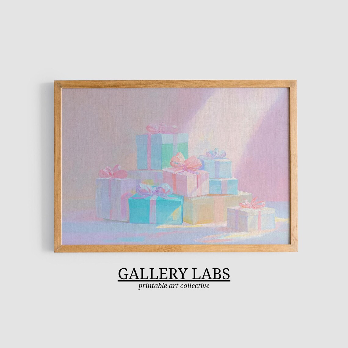 Pastel Pink Christmas Gifts Boxes Holiday Season Wall Art Print - Image 3