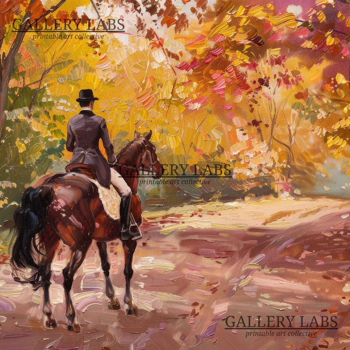 Chestnut Horse Portrait Warm Autumn Equestrian Stable Art Print - Image 4