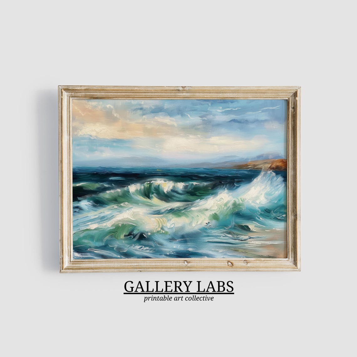 Abstract Ocean Wave Teal Coastal Modern Beach Wall Art Print