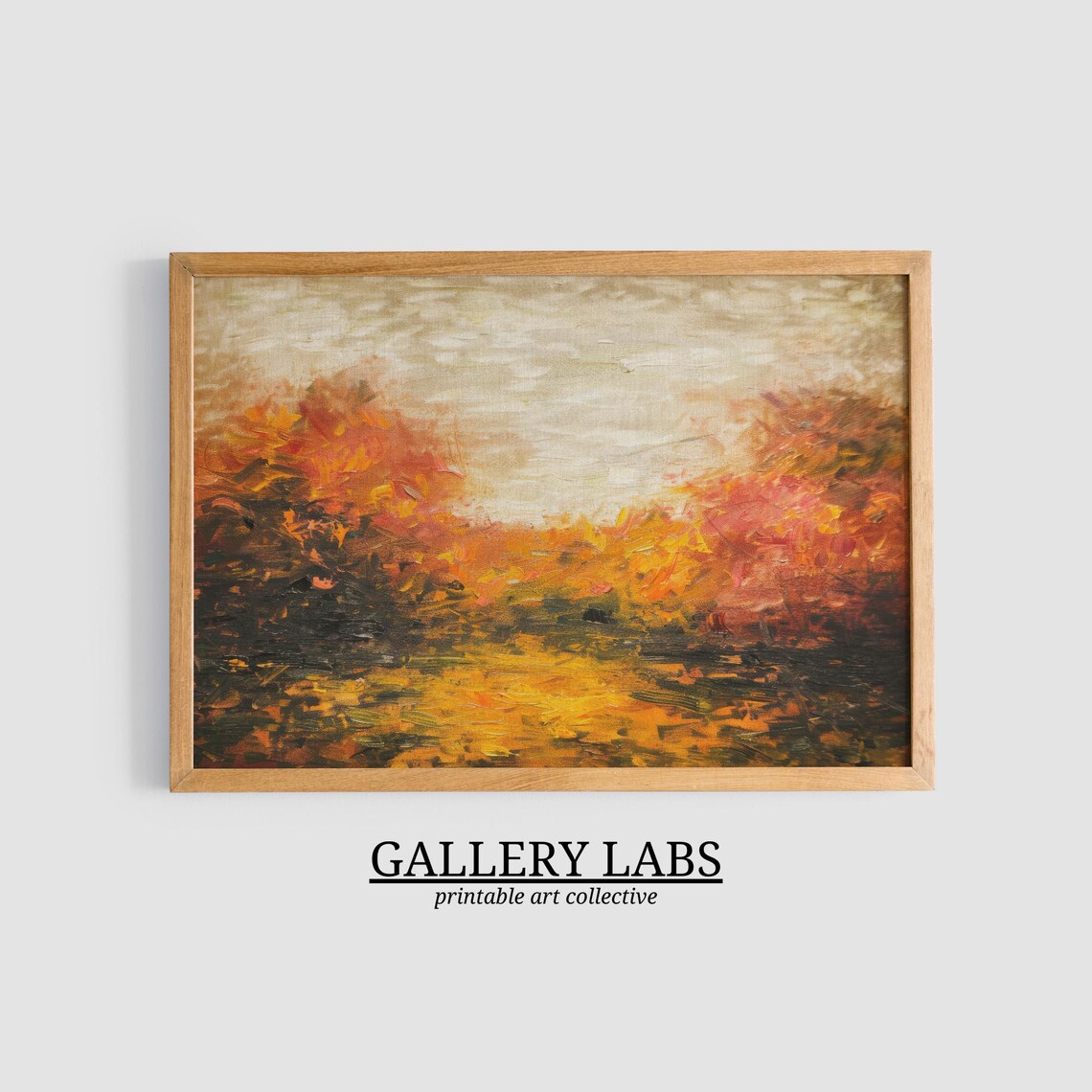 Burnt Orange Abstract Autumn Trees Textured Fall Landscape Wall Art Print - Image 3