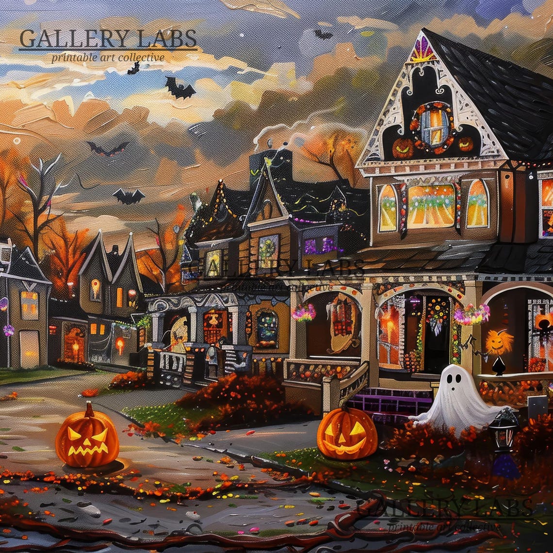 Dark Jack O Lantern Ghosts Spooky Moody Halloween Night Art Print - Image 4