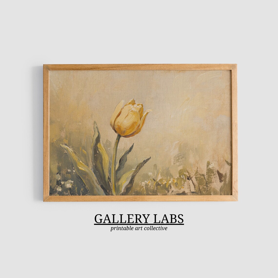Single Yellow Tulip Oil Painting Minimalist Flower Study Art Print - Image 3