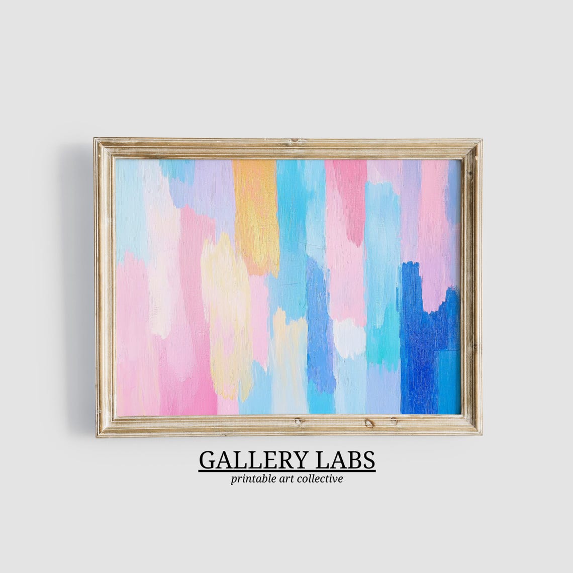 Pastel Abstract Brushstrokes Pink Blue Yellow Modern Wall Art Poster