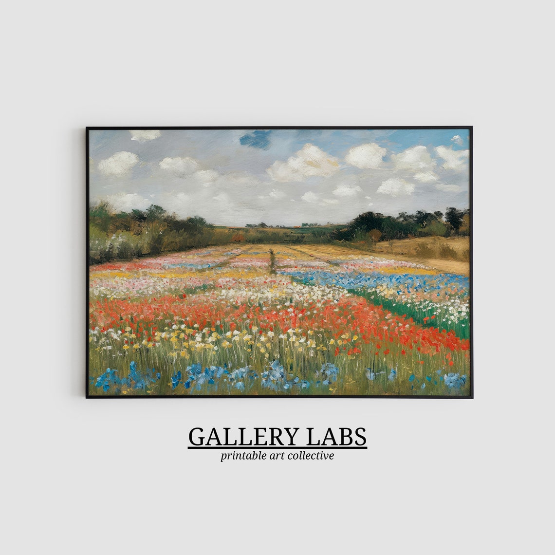 Colorful Wildflower Field Stripes Impressionist Garden Art Print - Image 2
