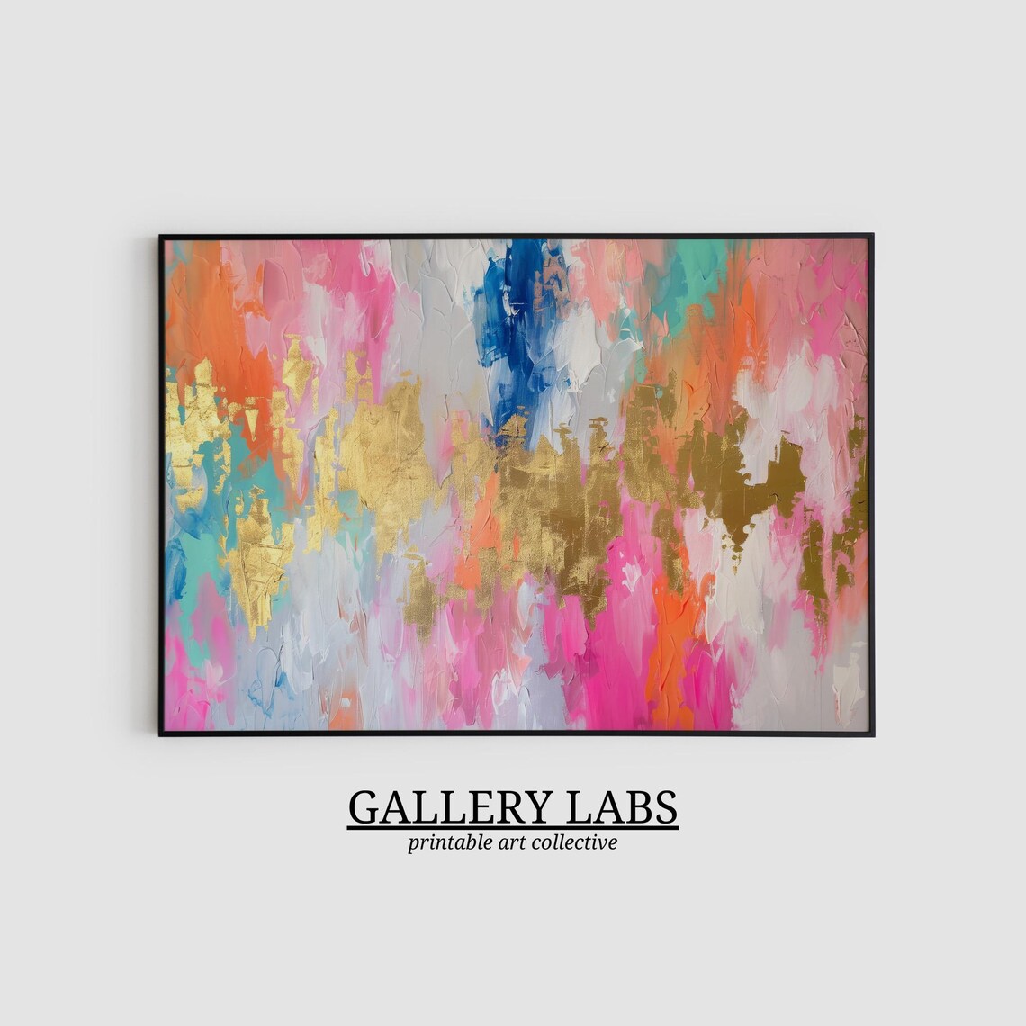 Abstract Pink Gold Art Print, Preppy Dorm Decor - Image 2