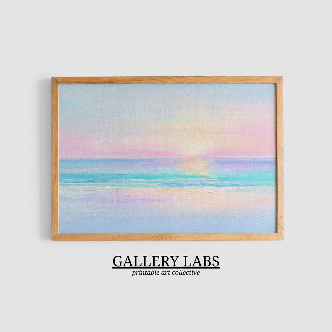 Pastel Beach Sunset Pink Turquoise Ocean Waves Travel Poster - Image 3