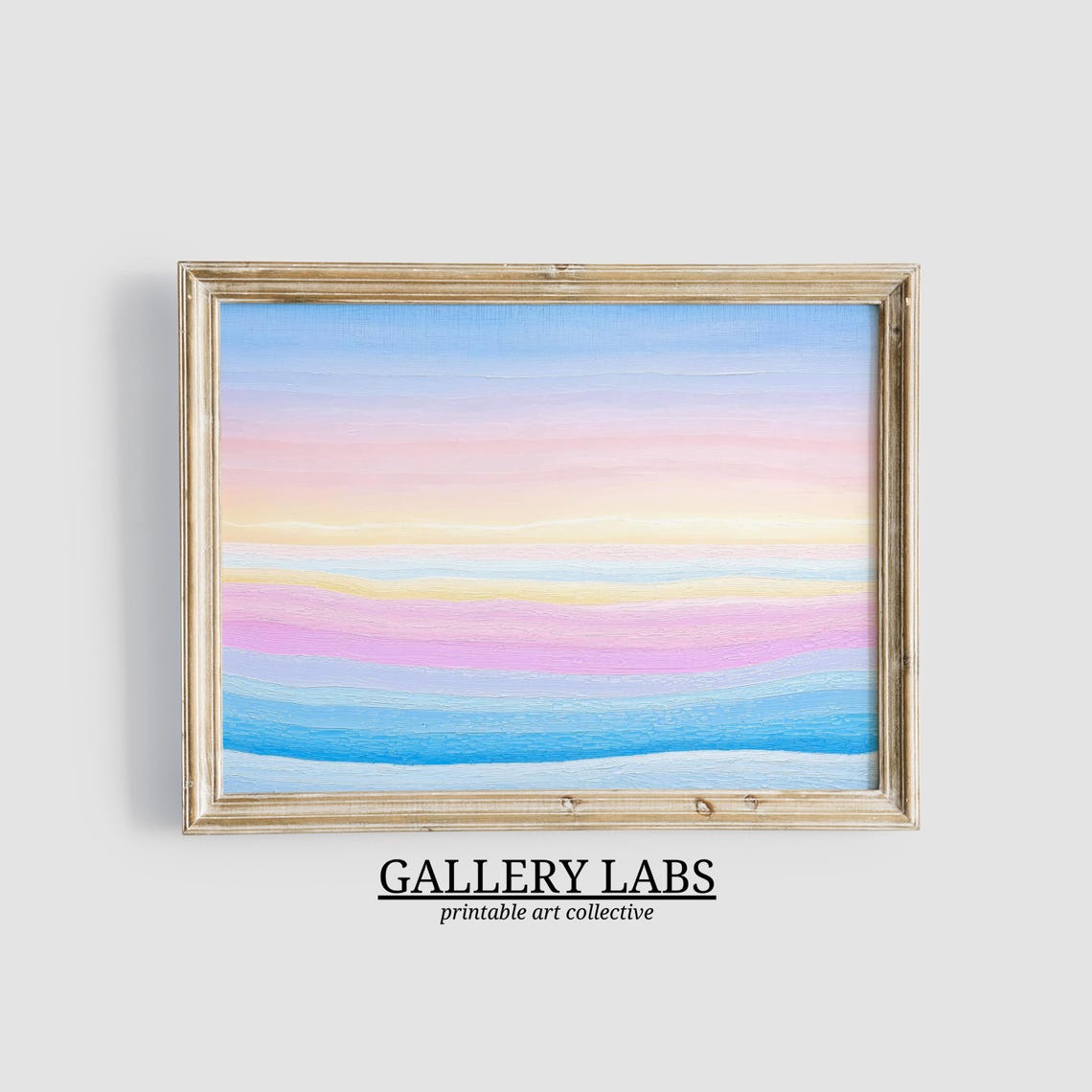 Pastel Ocean Sunset Stripes Blue Pink Waves Seascape Travel Poster