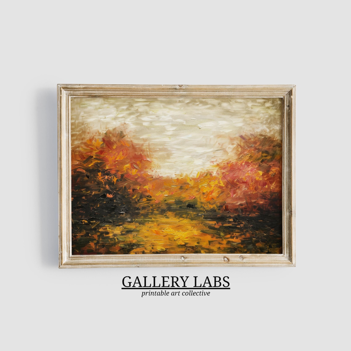 Burnt Orange Abstract Autumn Trees Textured Fall Landscape Wall Art Print