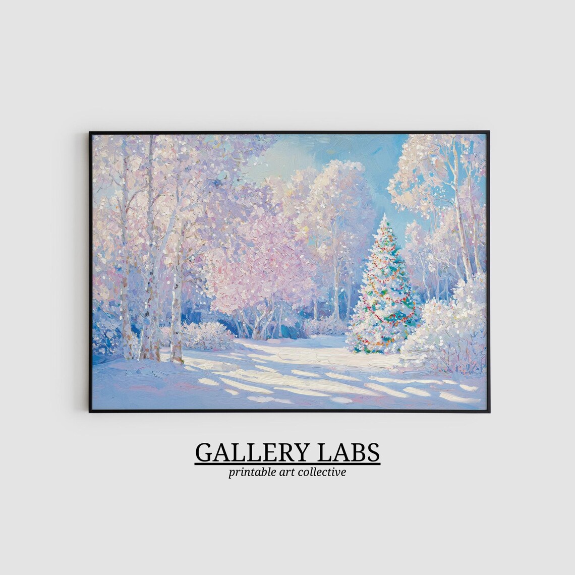 Snowy Christmas Tree Forest Holiday Winter Scene Wall Art Poster - Image 2