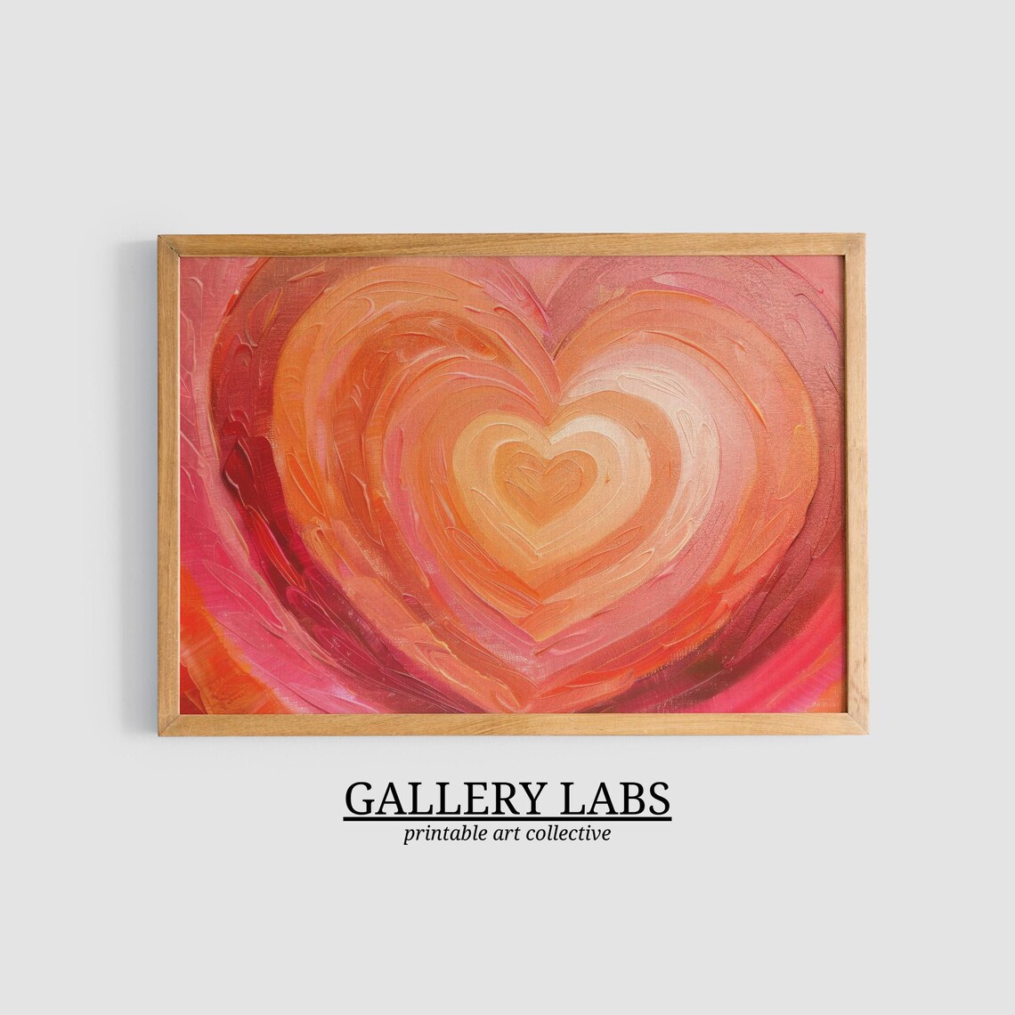 Pink Orange Layered Heart Abstract Textured Love Painting Wall Poster - Image 3
