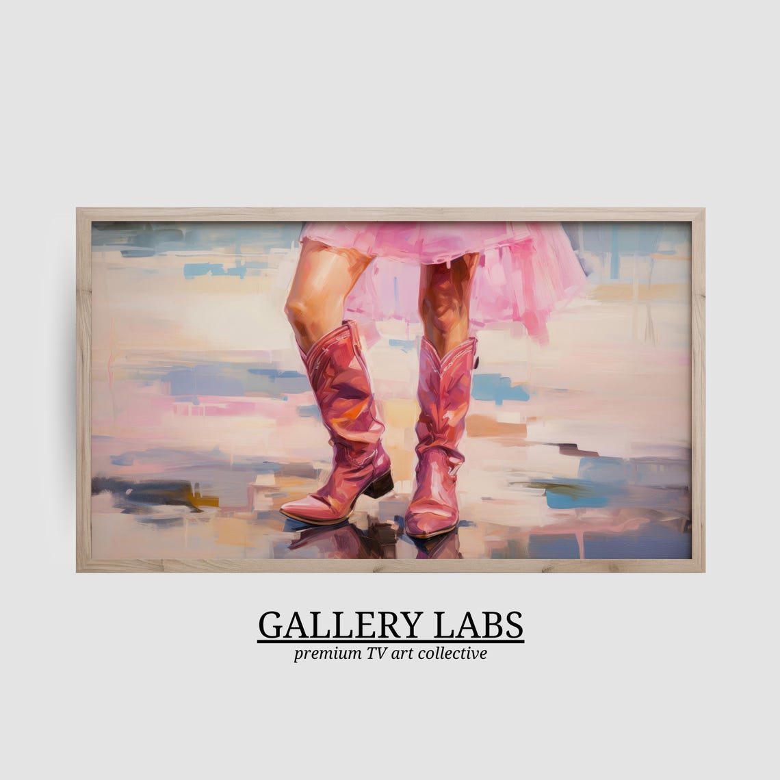 Girly Western Frame Tv Art Cowgirl Decor Retro Apartment Painting Pink Dorm Room Decor Western Boots Tv Art Tv Art - Image 2