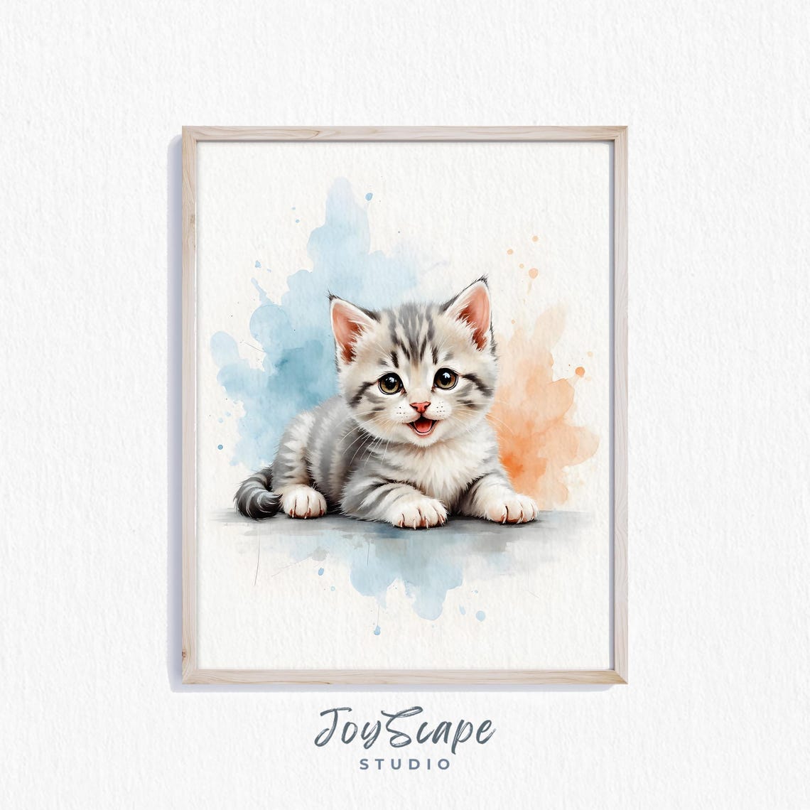Scottish Fold Kitten Watercolor Adorable Pet Portrait Poster