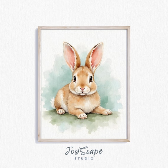 French Lop Bunny Art Cute Rustic Rabbit Watercolor Nursery Decor Adorable Animal Wall Print Artwork