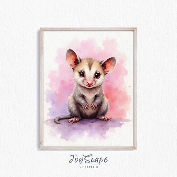 Baby Ringtail Possum Joey Nursery Animal Wall Art Cute Decor Watercolor Print Playful Room 490