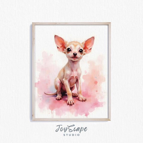 Baby Jerboa Pup Nursery Art Cute Animal Wall Decor Pink Watercolor Painting Playful Print 473