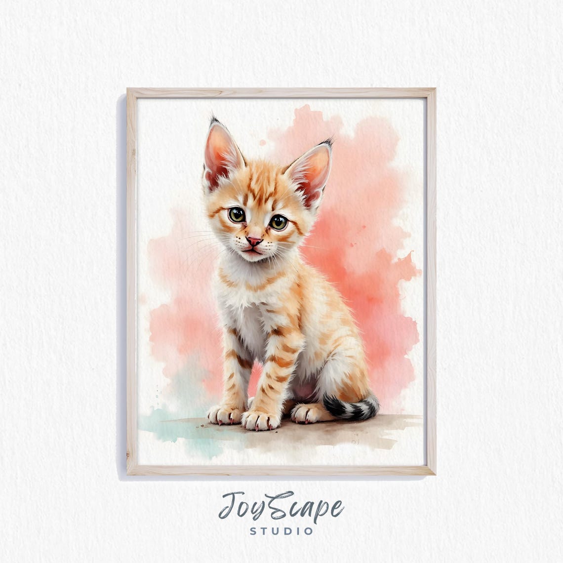 Baby Orange Tabby Kitten Watercolor Cute Pet Nursery Animal Art Print