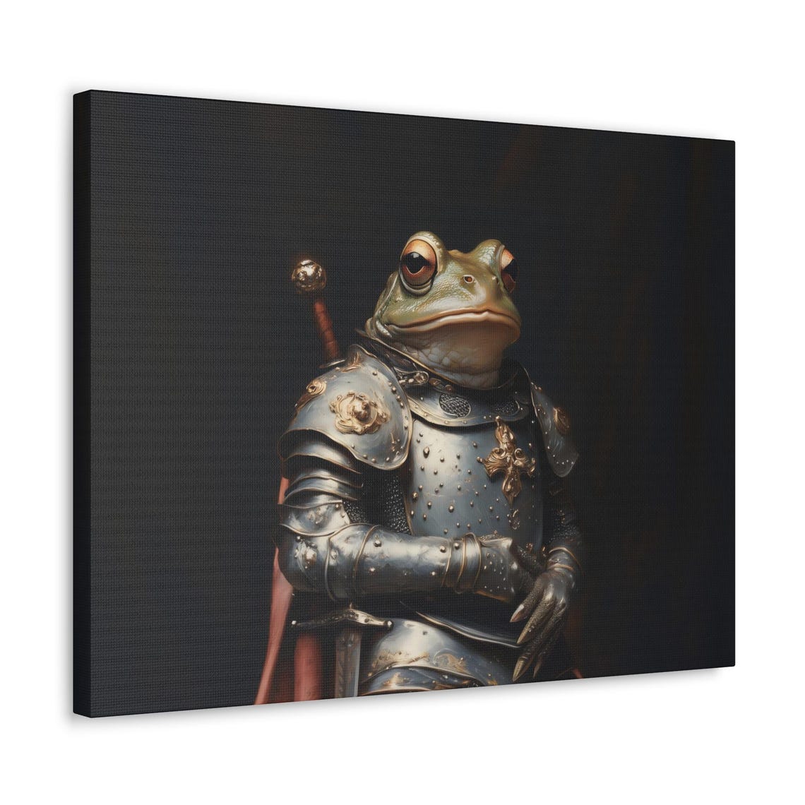 Medieval Knight Frog in Ornate Armor Renaissance Style Poster