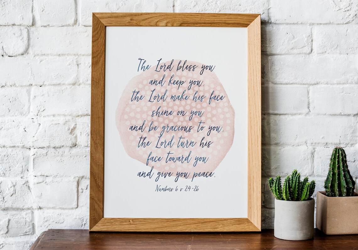 The Lord Bless You Numbers 6 24-26 Watercolor Scripture Blessing Poster