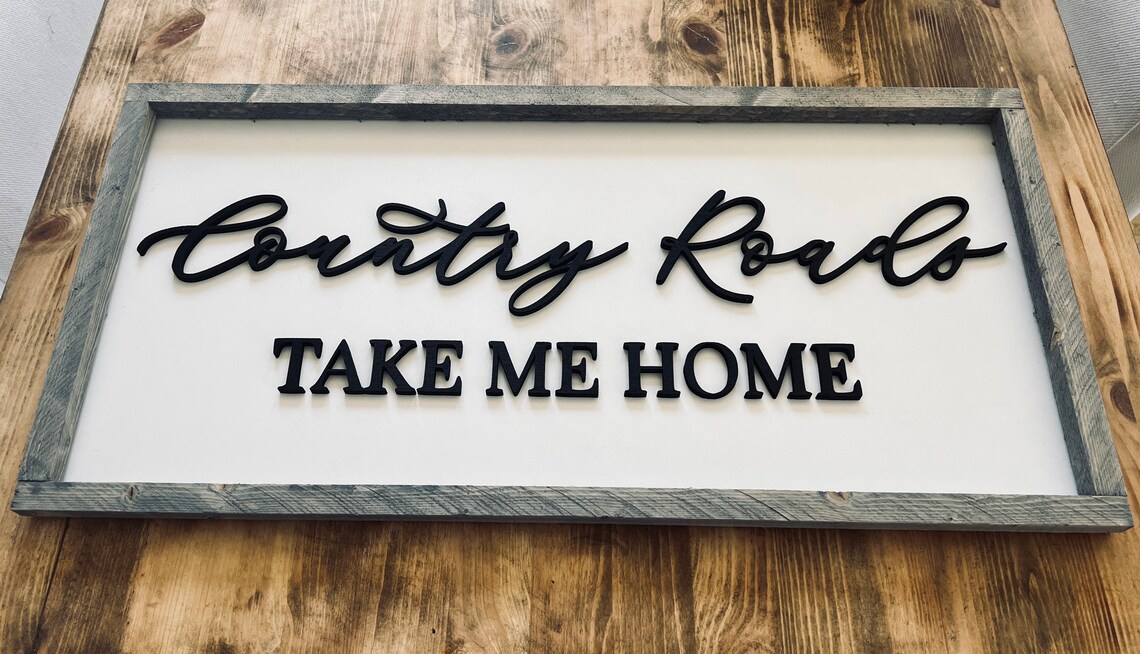 Country Roads Take Me Home Rustic Western Art Print - Image 2