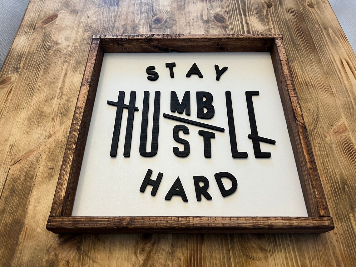 Stay Humble Hustle Hard Bold Block Letter Sign Style Quote Poster - Image 2