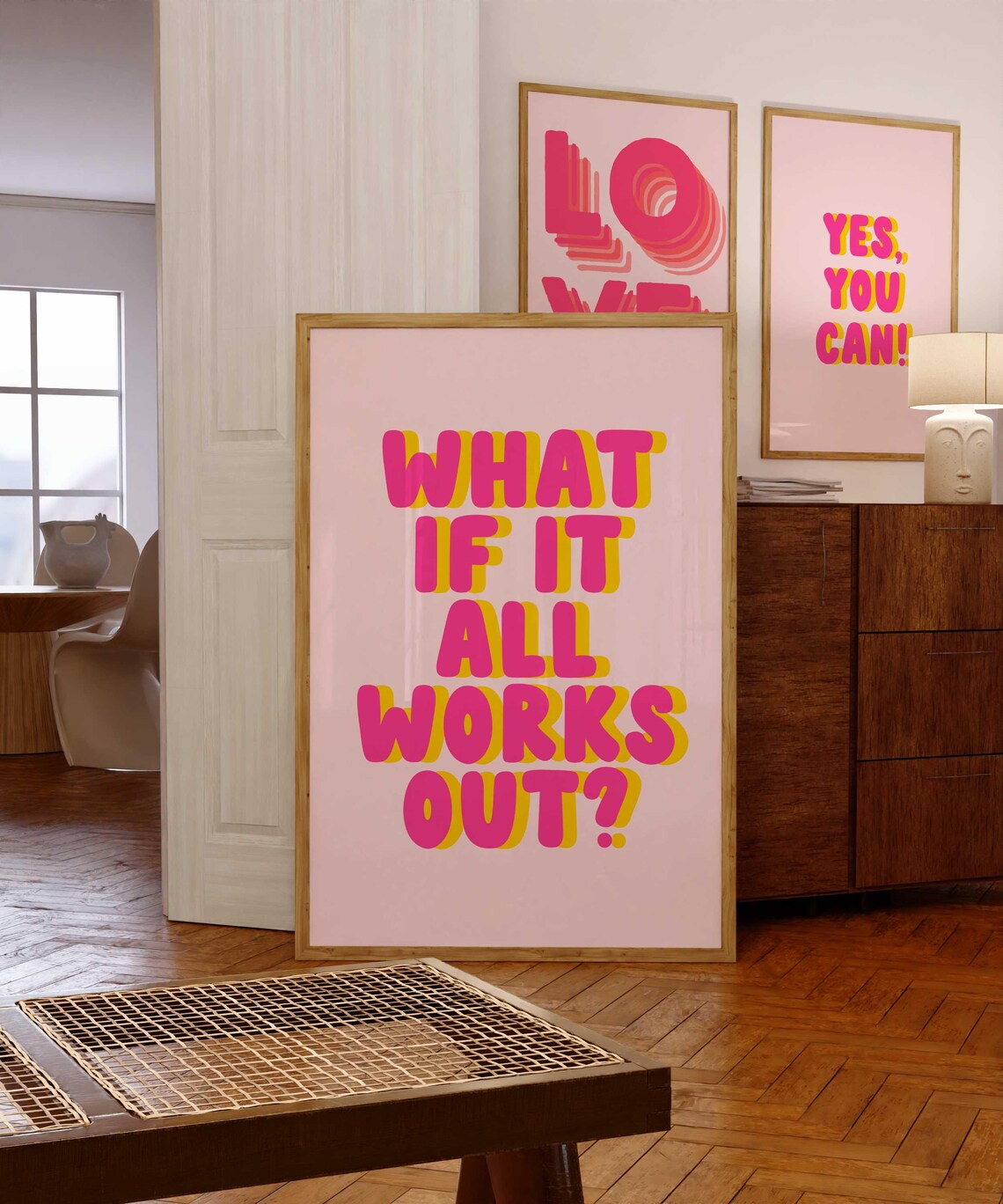 What If It All Works Out Pink Yellow Retro Typography Poster - Image 2
