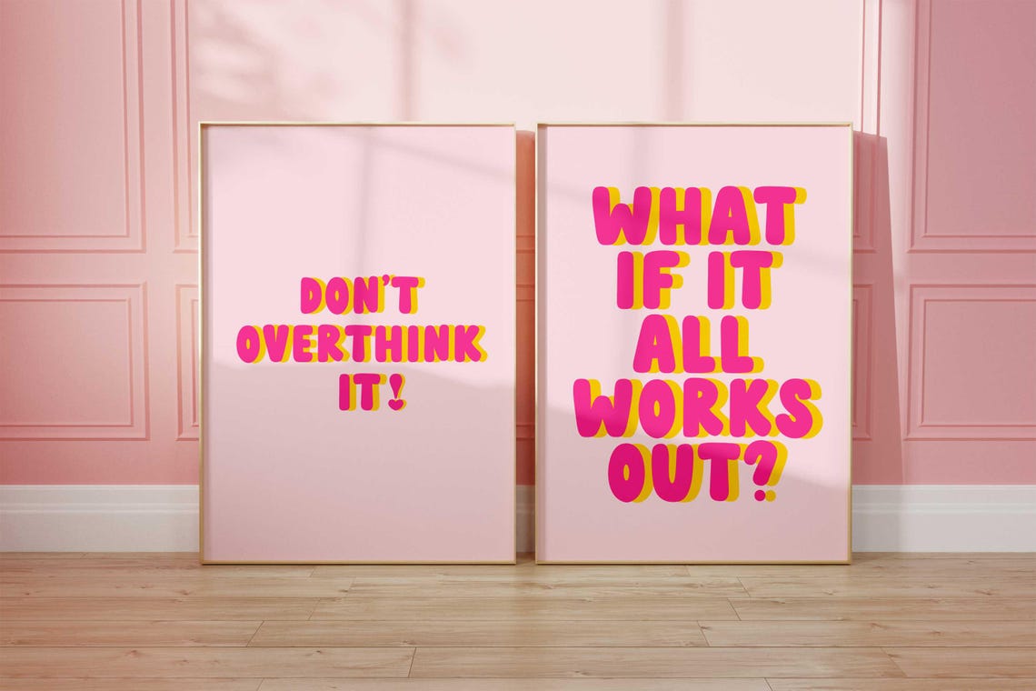 Do Not Overthink It Pink Bubble Letters Inspirational Poster - Image 2