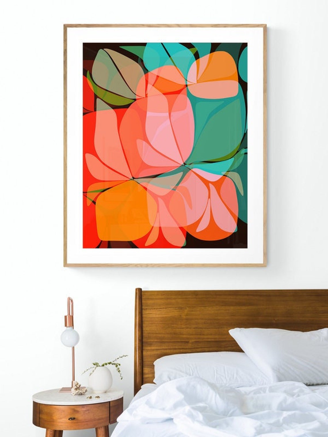 Abstract Retro Boho Citrus Lemon Art Print