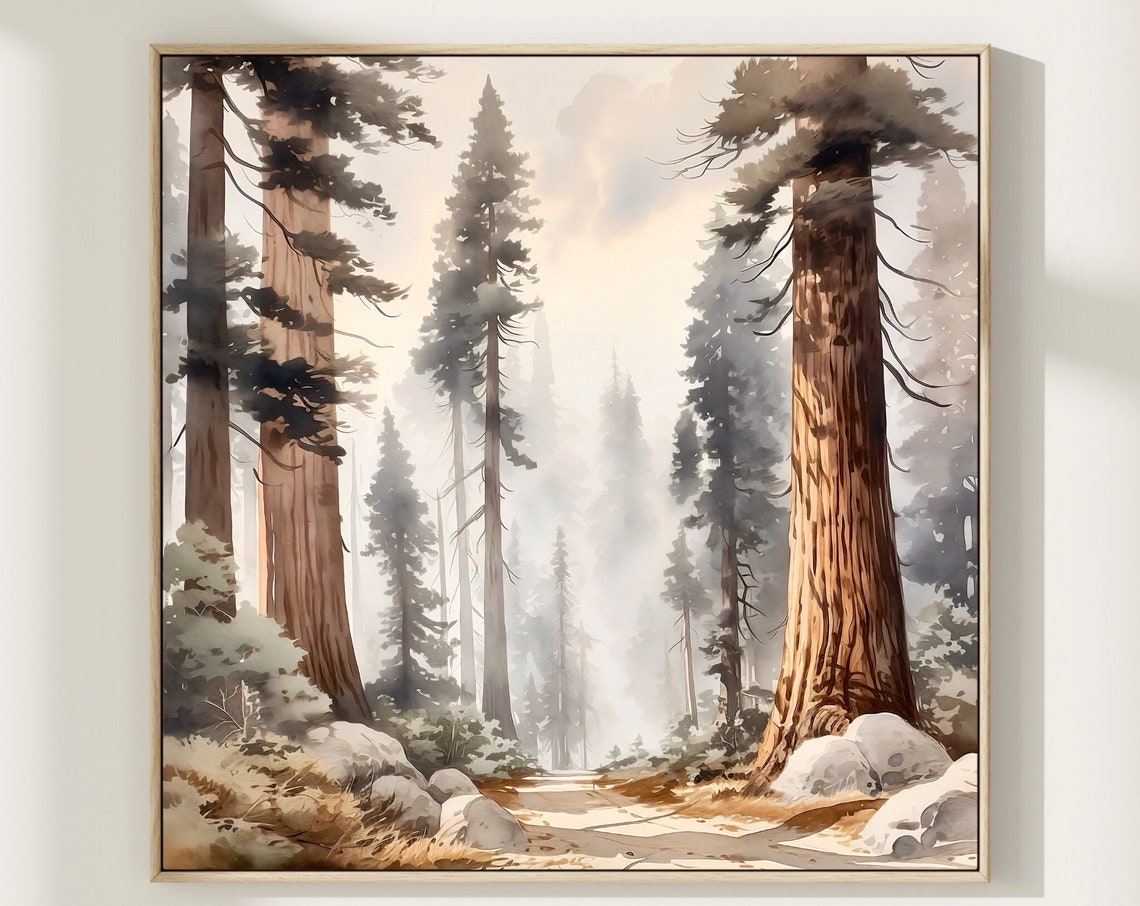 Sequoia Watercolor Painting Art Print National Park Poster Travel Watercolor National Park Sequoia California Print Living Room Art