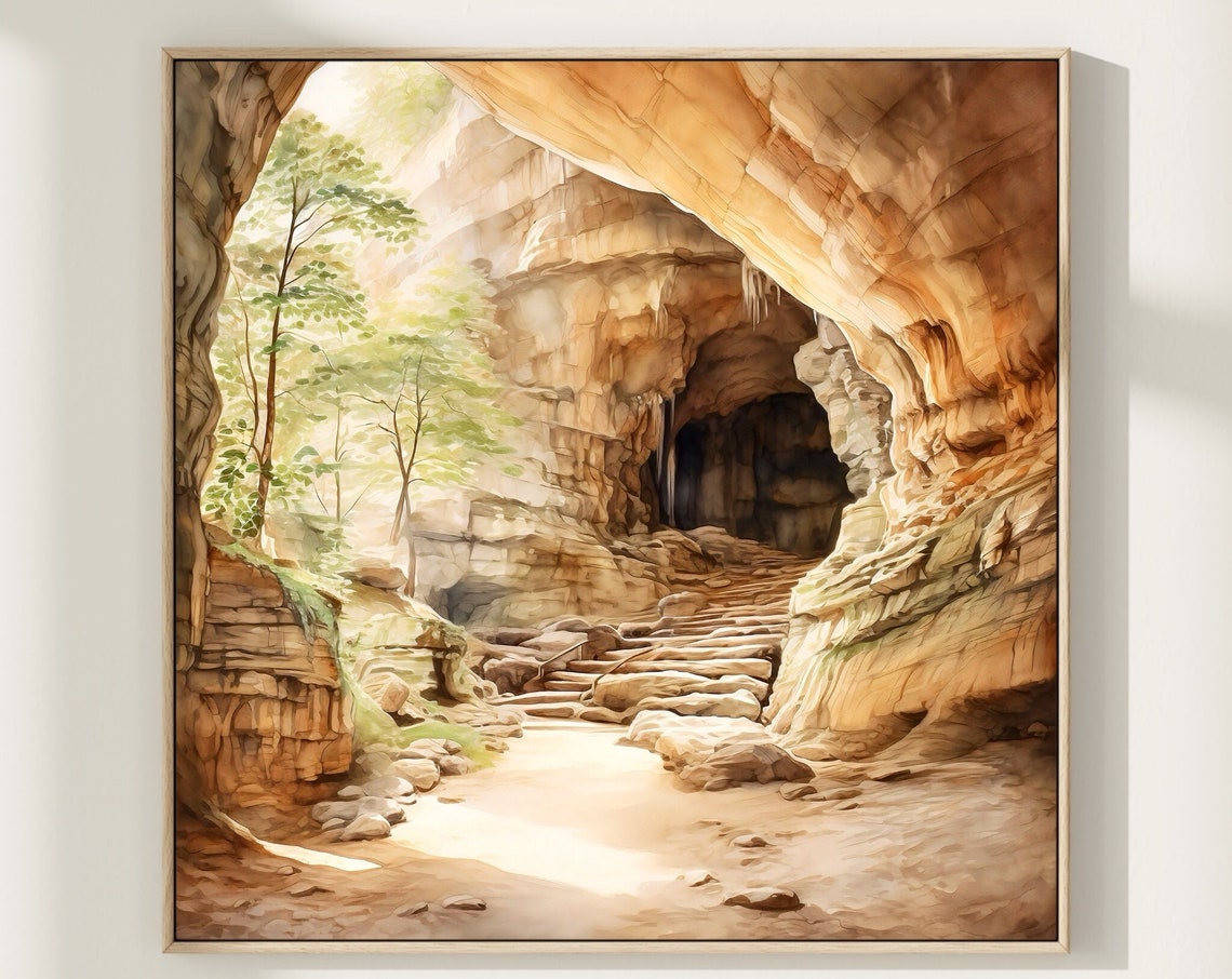 Mammoth Cave National Park Limestone Cavern Watercolor Poster