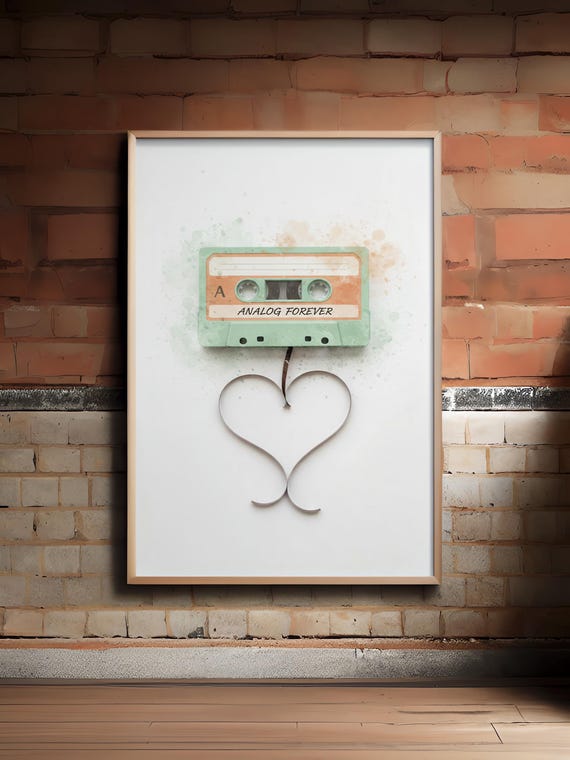 Retro Cassette Print Mix Tape Music Wall Art Vintage Trendy Decor Bedroom Poster 80s Bar Cart