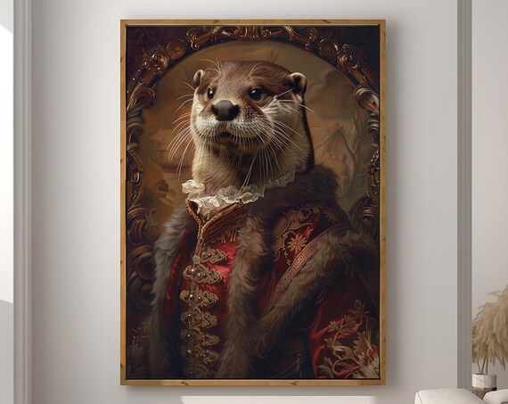 Otter in Royal Red Brocade Coat Grand Baroque Portrait Art Poster