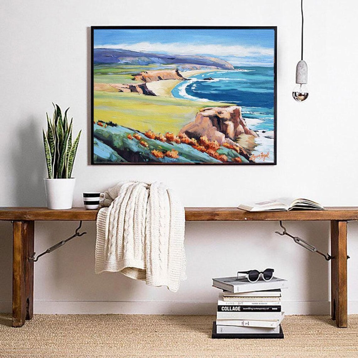 Monterey California Golden Meadow Cliff Bay View Travel Poster - Image 4