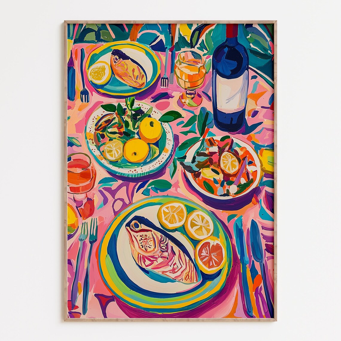 Matisse-Inspired Table Setting Art Print, Kitchen Decor