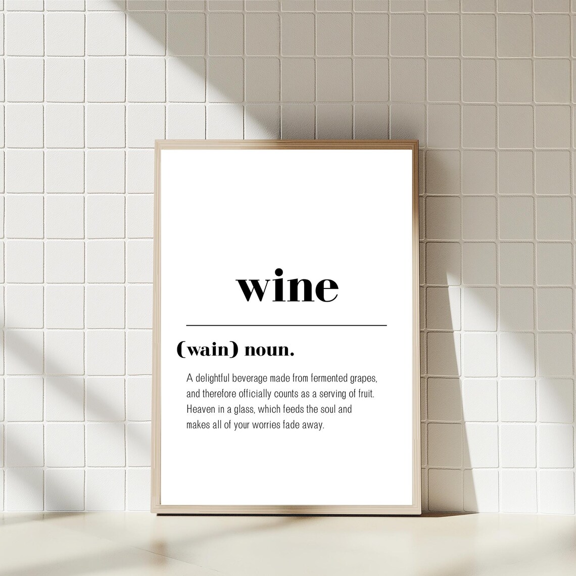 Funny Wine Definition Print Minimalist Kitchen Bar Art