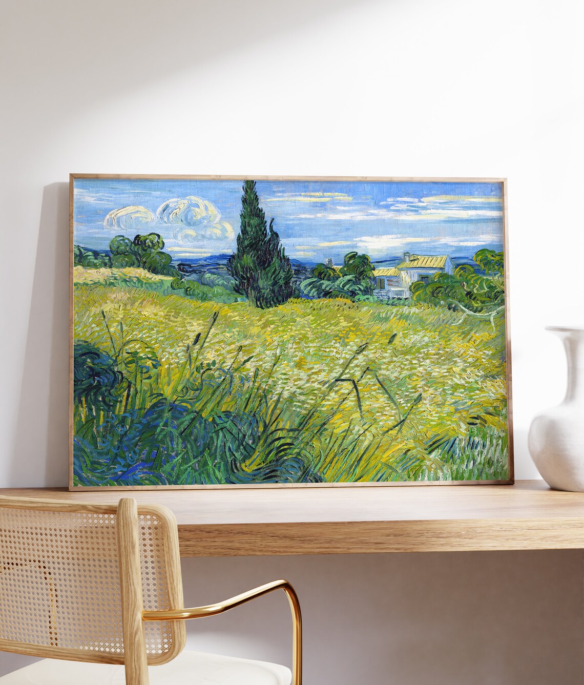 Vincent Van Gogh Green Wheat Field Cypress Trees Provençal Landscape Poster - Image 3